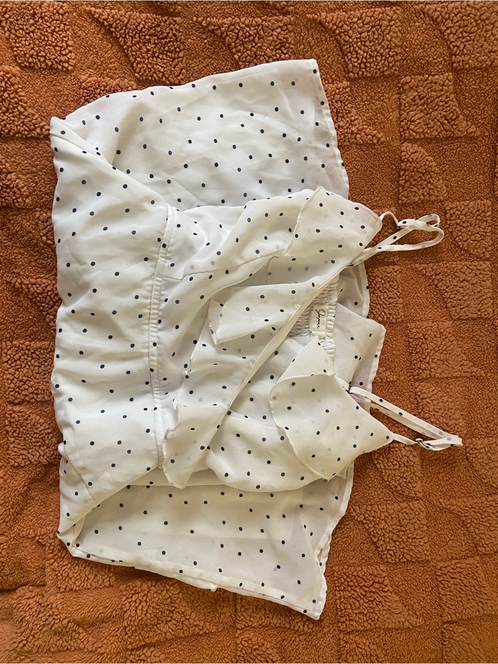 White Polka Dot Spaghetti Strap Camisole